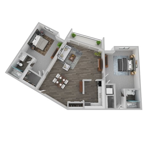 2 Bed 2 Bath Floor Plan | 1,400 Sq. Ft. at The Rays at Vegas Towers Apartments, Las Vegas, NV 89119